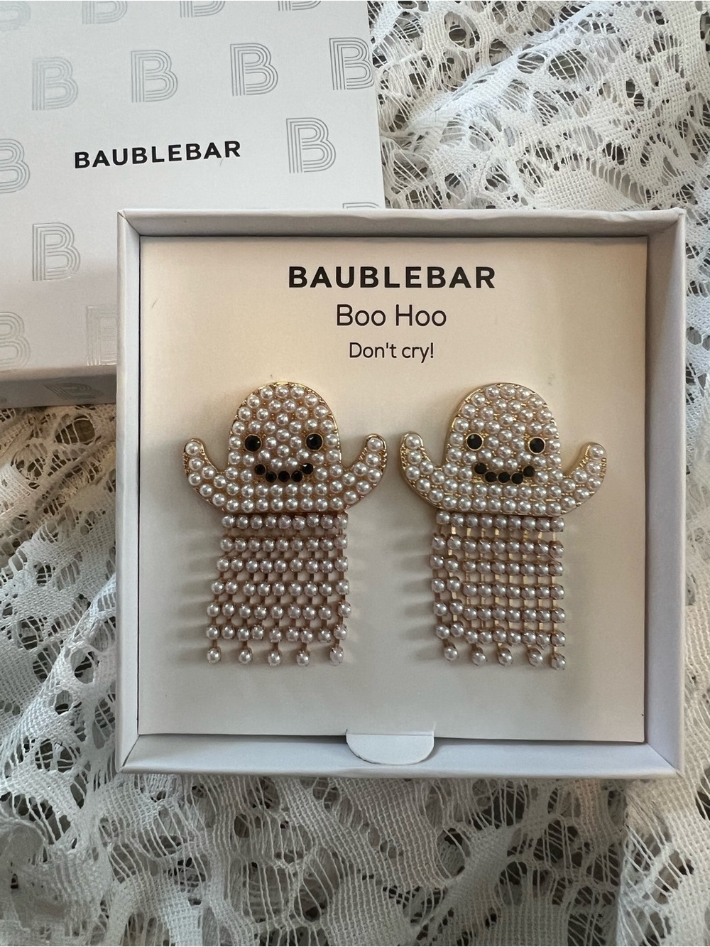 BAUBLEBAR PEARL WHITE GHOST EARRINGS